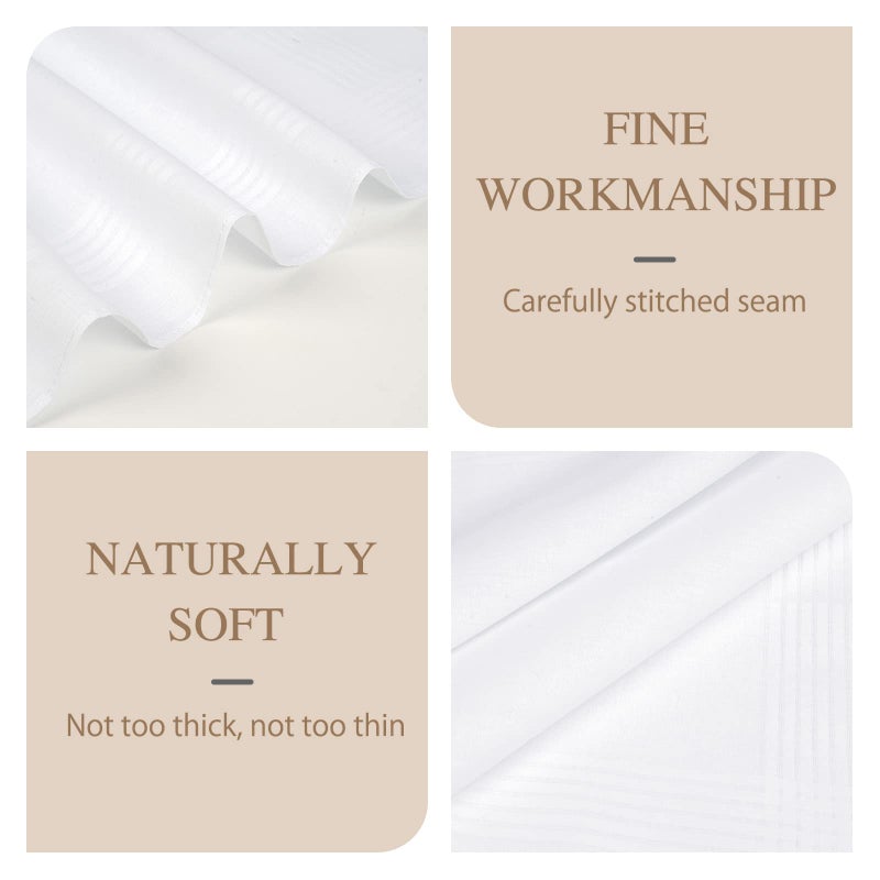 Selected Hanky Men's Handkerchiefs,100% Soft Cotton,White Classic Hankie Pack of 6 - Image 3